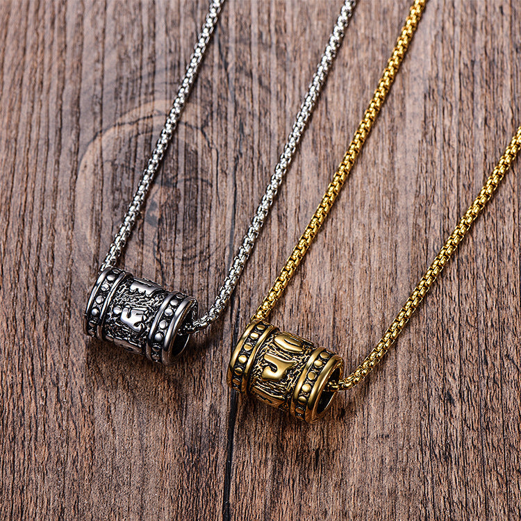 Stainless Steel Six-word Mantra Pendant Men's And Women's Necklaces