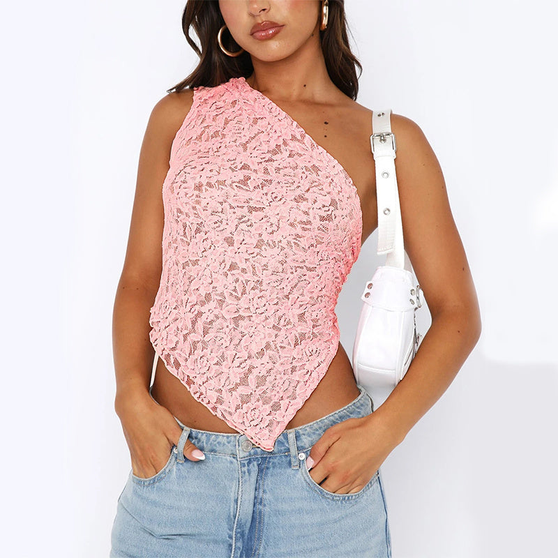 Ins Lace Backless Top Summer Solid Color Waistless