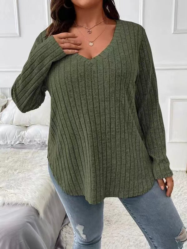 Fashion V-neck Long-sleeved T-shirt For Womenashion V-neck Long-sleeved T-shirt For Women