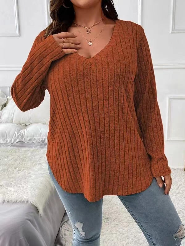 Fashion V-neck Long-sleeved T-shirt For Womenashion V-neck Long-sleeved T-shirt For Women