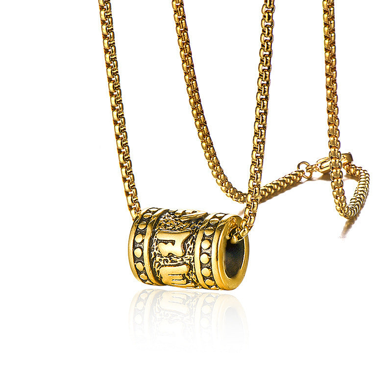 Stainless Steel Six-word Mantra Pendant Men's And Women's Necklaces