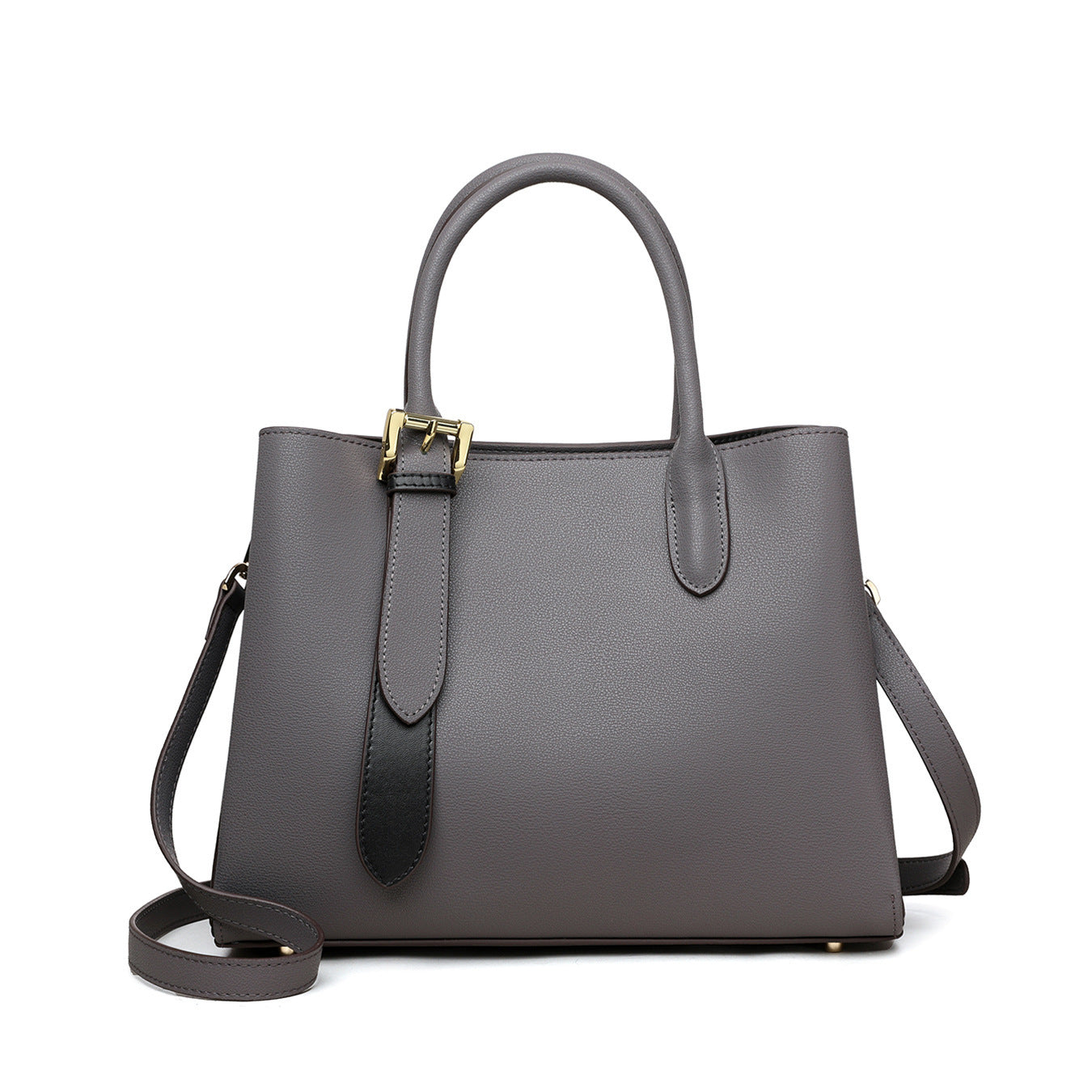 Niche Contrast Color One Shoulder Western Style Portable Female Genuine Leather
