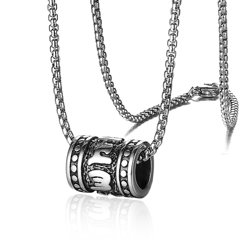 Stainless Steel Six-word Mantra Pendant Men's And Women's Necklaces
