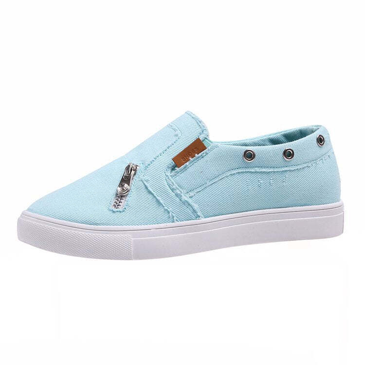 Canvas loafers denim zip slippers