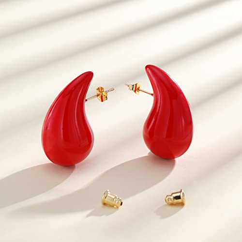 Apsvo Earring Dupes Chunky Gold Hoop Earrings for Women, Tear Drop Dangle Earrings, Teardrop Lightweight Water Drop Earrings for Women Girls Fashion Trendy Hypoallergenic Jewelry