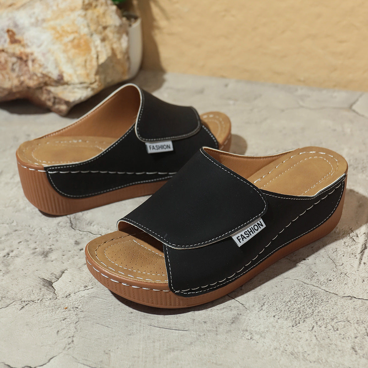 Summer Wedge Slides Slippers Fashion Fish Mouth