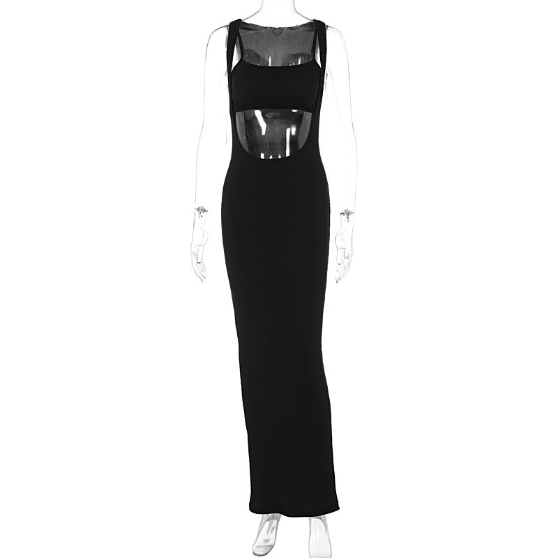 Women's Fashion Personality Solid Color Three-dimensional Striped Dress