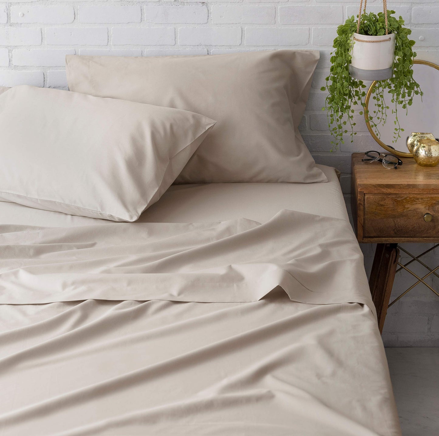 Welhome Soft Finish 100% Cotton Percale Sheet | 4 Piece Set | Full Size | White |