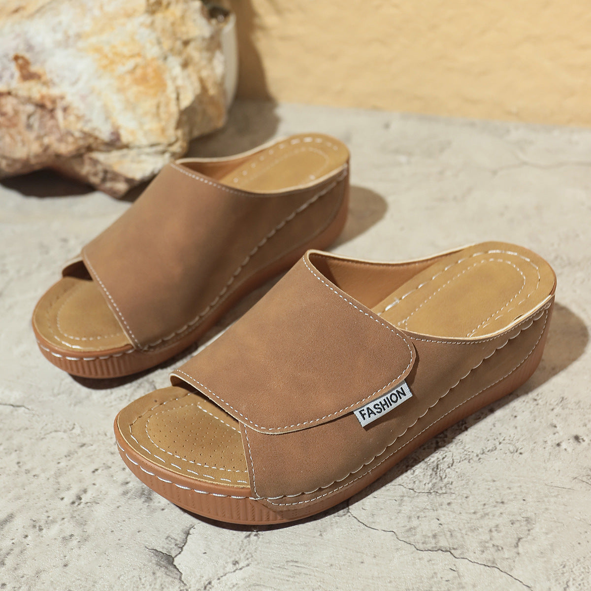 Summer Wedge Slides Slippers Fashion Fish Mouth