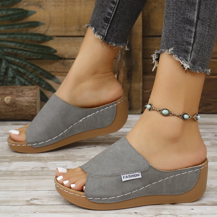 Summer Wedge Slides Slippers Fashion Fish Mouth