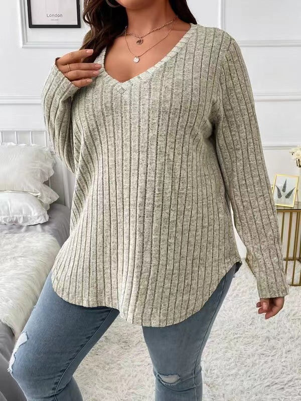 Fashion V-neck Long-sleeved T-shirt For Womenashion V-neck Long-sleeved T-shirt For Women