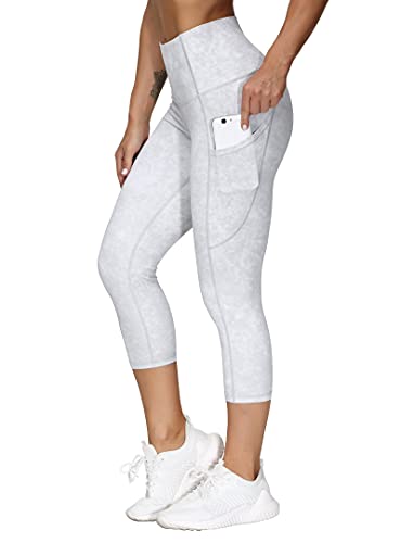 THE GYM PEOPLE Thick High Waist Yoga Pants with Pockets, Tummy Control Workout Running Yoga Leggings for Women (Medium, Black )