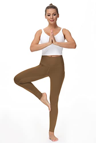 THE GYM PEOPLE Thick High Waist Yoga Pants with Pockets, Tummy Control Workout Running Yoga Leggings for Women (Medium, Black )