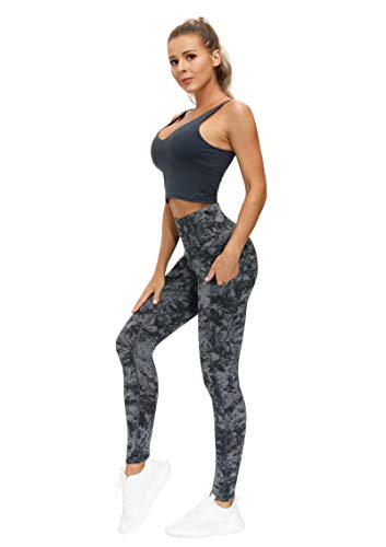 THE GYM PEOPLE Thick High Waist Yoga Pants with Pockets, Tummy Control Workout Running Yoga Leggings for Women (Medium, Black )
