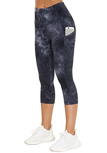 THE GYM PEOPLE Thick High Waist Yoga Pants with Pockets, Tummy Control Workout Running Yoga Leggings for Women (Medium, Black )