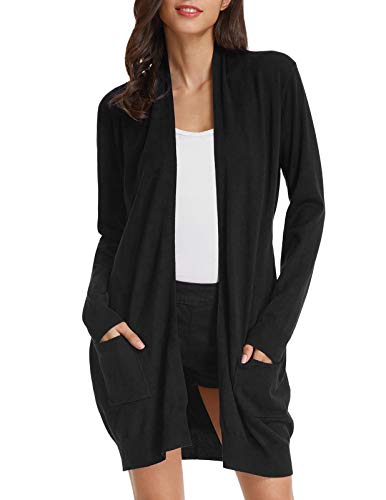 GRACE KARIN Women's Cardigan Sweater Color Block Long Sleeve Casual Long Sleeve Argyle Black S