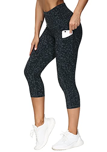 THE GYM PEOPLE Thick High Waist Yoga Pants with Pockets, Tummy Control Workout Running Yoga Leggings for Women (Medium, Black )