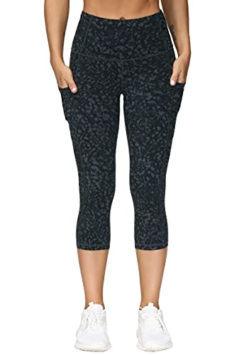 THE GYM PEOPLE Thick High Waist Yoga Pants with Pockets, Tummy Control Workout Running Yoga Leggings for Women (Medium, Black )