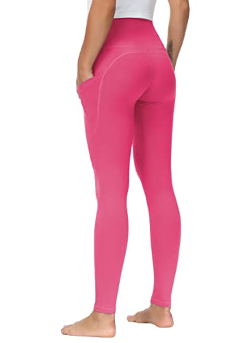 THE GYM PEOPLE Thick High Waist Yoga Pants with Pockets, Tummy Control Workout Running Yoga Leggings for Women (Medium, Black )