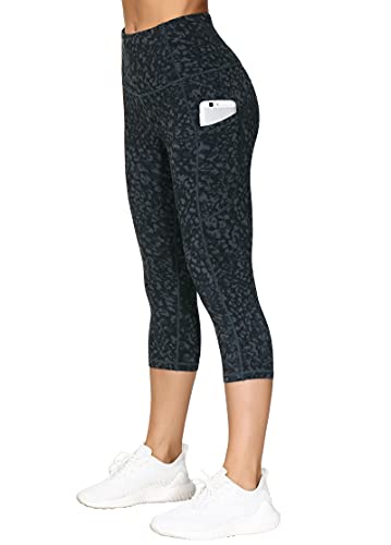 THE GYM PEOPLE Thick High Waist Yoga Pants with Pockets, Tummy Control Workout Running Yoga Leggings for Women (Medium, Black )