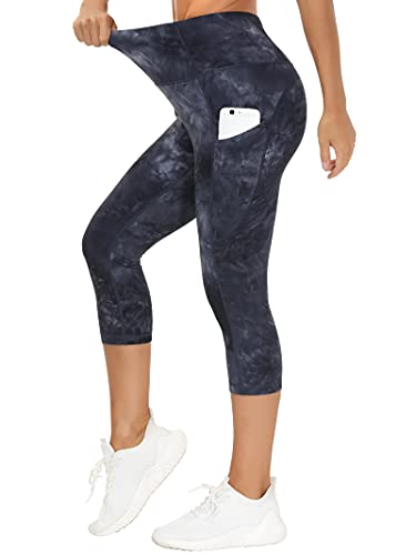 THE GYM PEOPLE Thick High Waist Yoga Pants with Pockets, Tummy Control Workout Running Yoga Leggings for Women (Medium, Black )