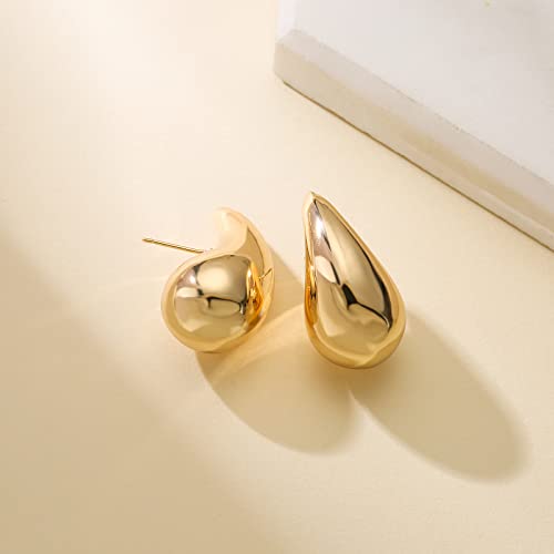 Apsvo Earring Dupes Chunky Gold Hoop Earrings for Women, Tear Drop Dangle Earrings, Teardrop Lightweight Water Drop Earrings for Women Girls Fashion Trendy Hypoallergenic Jewelry