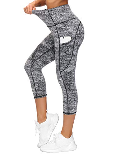 THE GYM PEOPLE Thick High Waist Yoga Pants with Pockets, Tummy Control Workout Running Yoga Leggings for Women (Medium, Black )