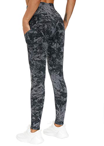 THE GYM PEOPLE Thick High Waist Yoga Pants with Pockets, Tummy Control Workout Running Yoga Leggings for Women (Medium, Black )
