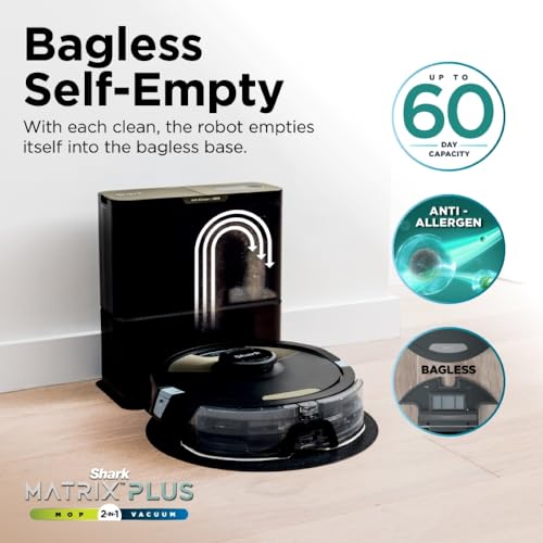 Shark AI Ultra 2-in-1 Robot Vacuum & Mop with Sonic Mopping, Matrix Clean, Home Mapping, HEPA Bagless Self Empty Base and 2 Microfiber Mopping Pads