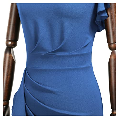 AISIZE Women's Pinup Vintage Ruffle Sleeves Cocktail Party Pencil Dress Small Pink