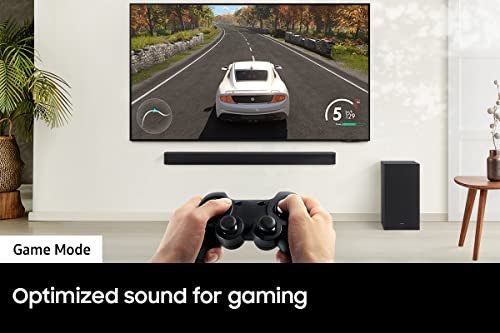 SAMSUNG HW-C450 2.1ch Soundbar w/DTS Virtual X, Subwoofer Included, Bass Boost, Adaptive Sound Lite, Game Mode, Bluetooth, Wireless Surround Sound Compatible (Newest Model),Black