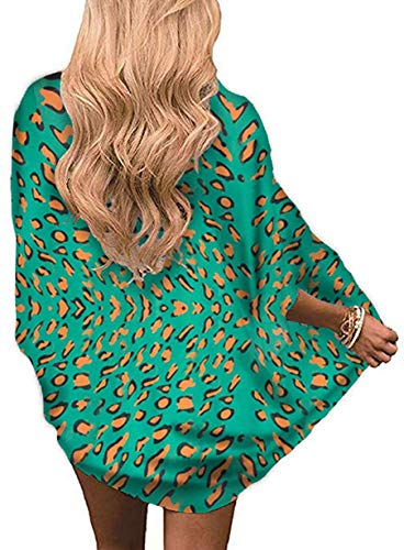 Naivikid Women's Summer Floral Print Kimonos Loose Half Sleeve Chiffon Cardigan Blouses Casual Cover Up Tibetan Blue Flower XXL