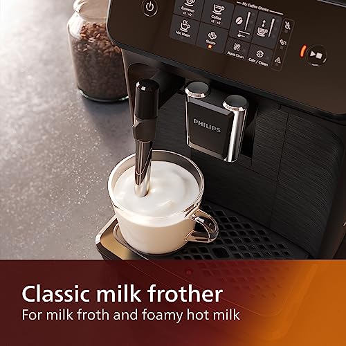 Philips 2200 Series Fully Automatic Espresso Machine, LatteGo Milk Frother, 3 Coffee Varieties, Intuitive Touch Display, 100% Ceramic Grinder, AquaClean Filter, Aroma Seal, Black (EP2230/14)