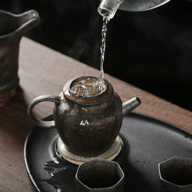 What Is The Stoneware Gilt Iron Glaze Teapot, Retro Kung Fu Tea Set