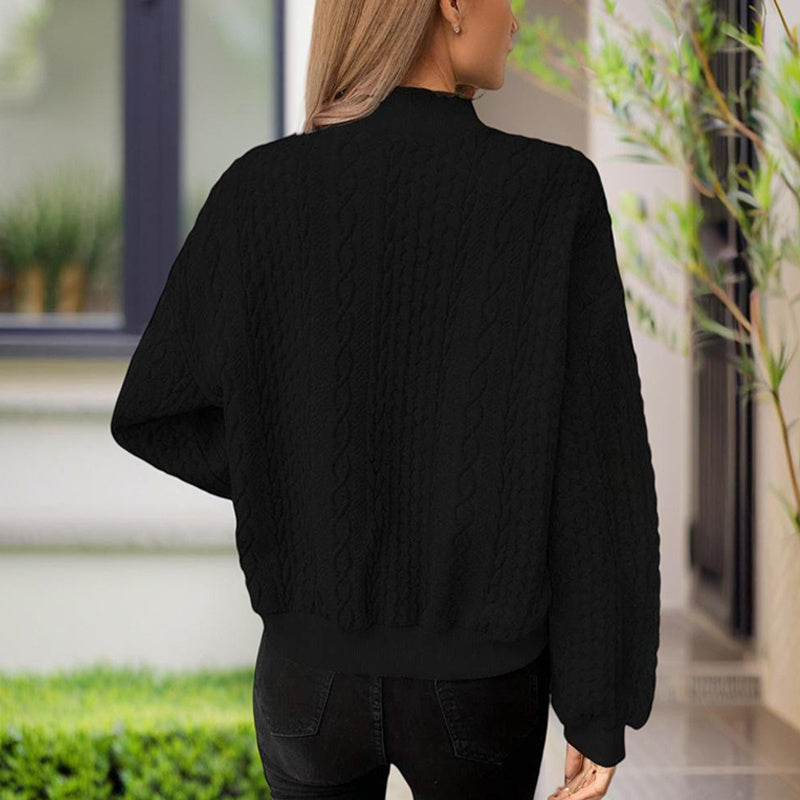Women's Solid Color Button-Up Long Sleeve Jacket