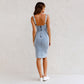 New U-neck Suspender Denim Dress