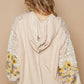 POL Star Patch Lace Long Sleeve Hooded Top