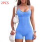 Spaghetti Strap Shorts Jumpsuit Sports Yoga Workout Tight Romper