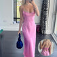 Women Camis Satin Long Dresses Elegant Sleeveless Slip Holiday Party Dresses