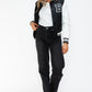 Love Me Now PU Leather Contrast Snap Down Bomber Jacket