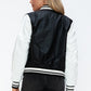 Love Me Now PU Leather Contrast Snap Down Bomber Jacket