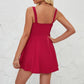 Summer Sleeveless Solid Color A-line Dress Lace-up Suspender Mini Skirt