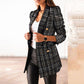 Spring Fashion Printed Long Sleeve Double Breasted Blazer Collar Coat