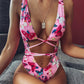 Leopard-print Openwork One-piece Swimsuit