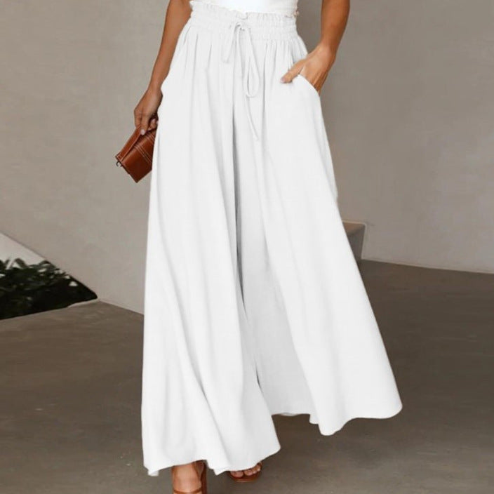 Flowers Printed Wide-leg Trousers Summer Casual Straight Pants