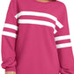 Lovelet Striped Round Neck Dropped Shoulder Sweatshirt