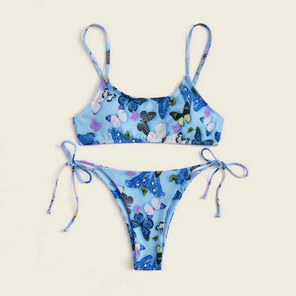 Summer Flowers Print Bikini Sexy Beach Swimming Suit