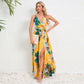 V-neck Floral Print Long Dress