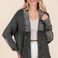 Mittoshop Contrast Patch Open Front Mineral Wash Cardigan