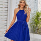 Halter Strapless Dresses For Women Solid Pleated Skirt Summer Beach Sundress